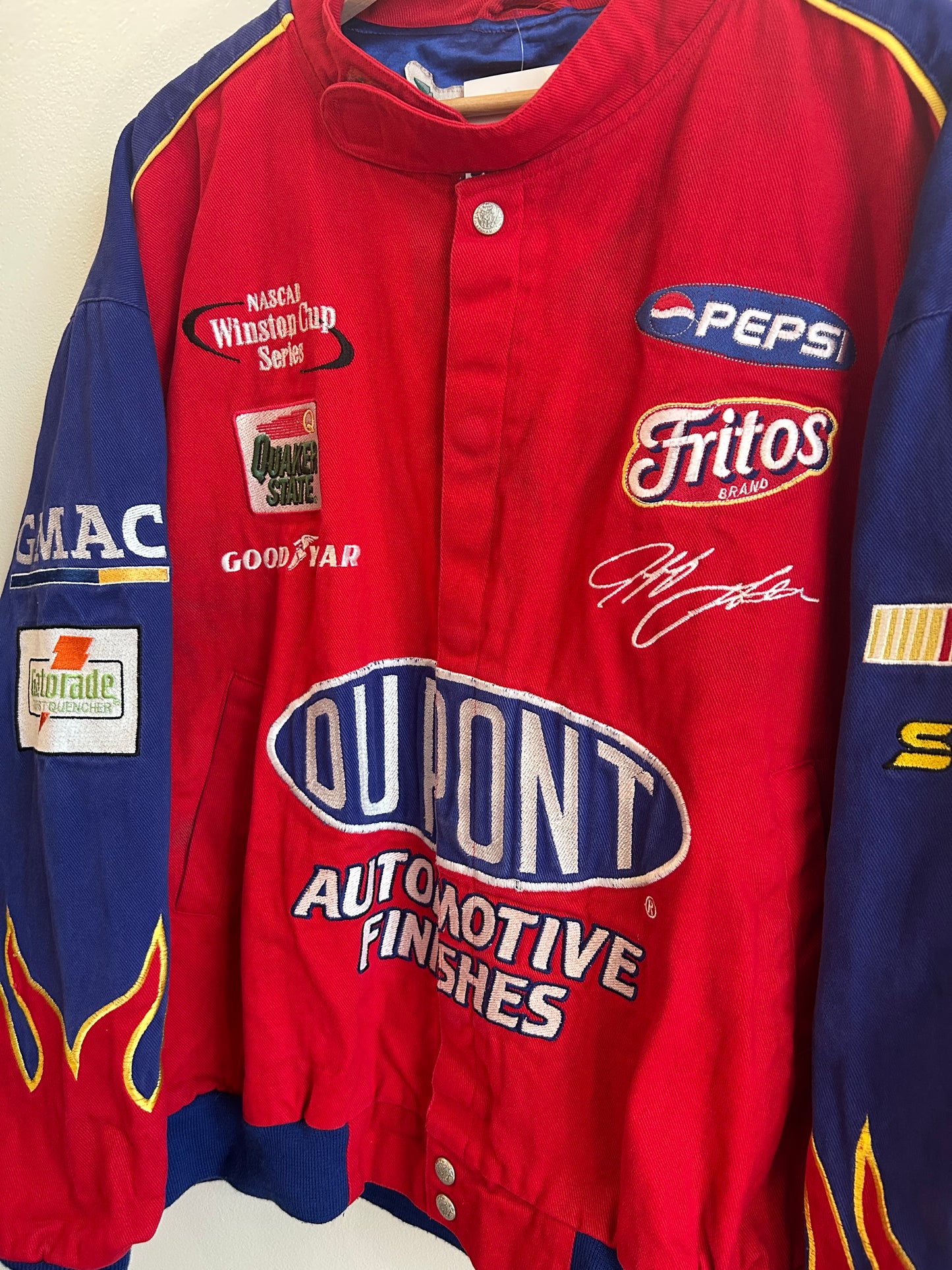90s Nascar Jeff Gordon Dupont Flames Vintage Racing Jacket (XXL)