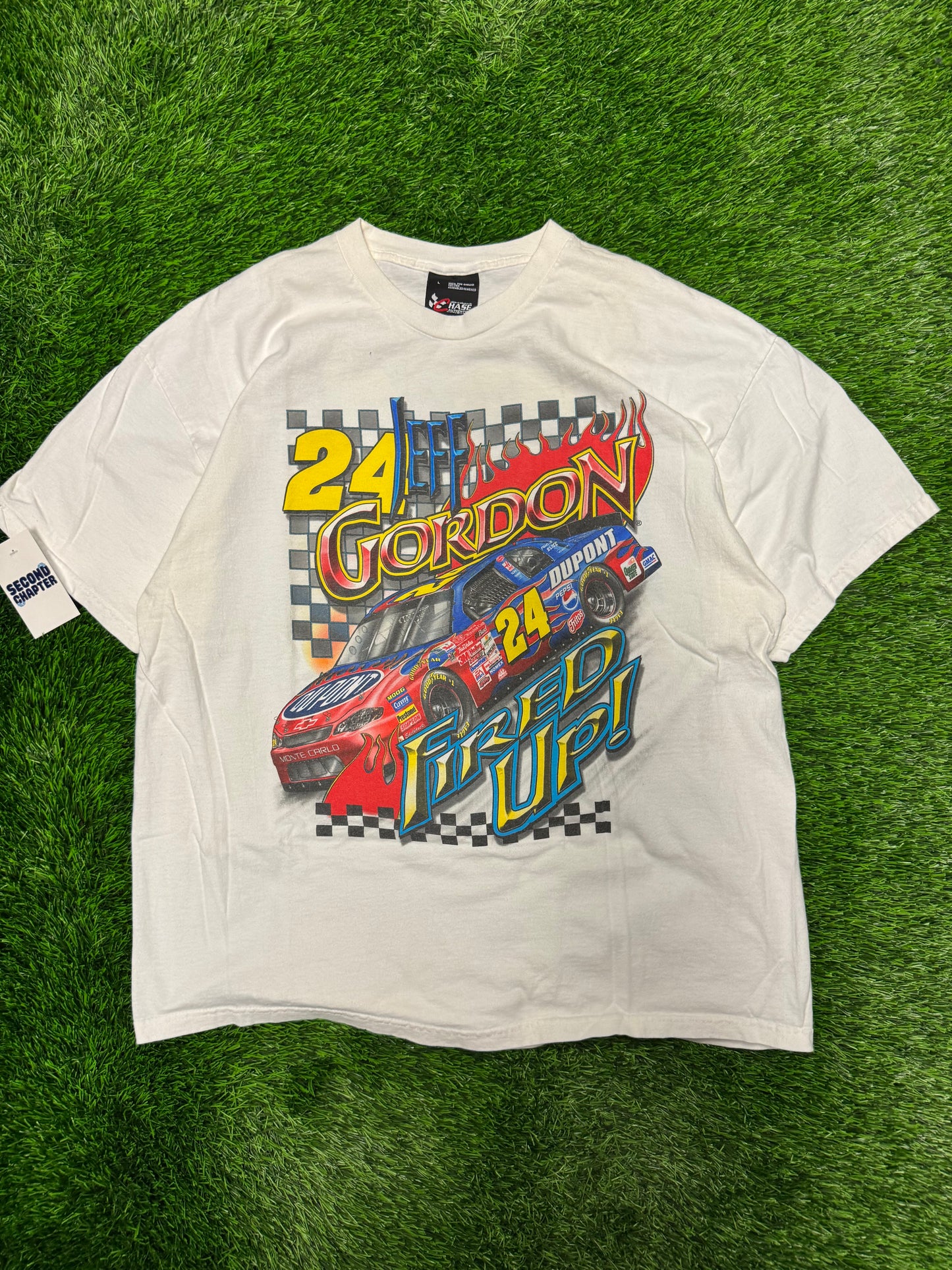 2001 Jeff Gordan Flames Double Sided Tee (L)