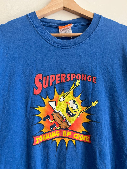 2002 SpongeBob Vintage Nickelodeon “Soaking Up Crime” Cartoon Tee (L)