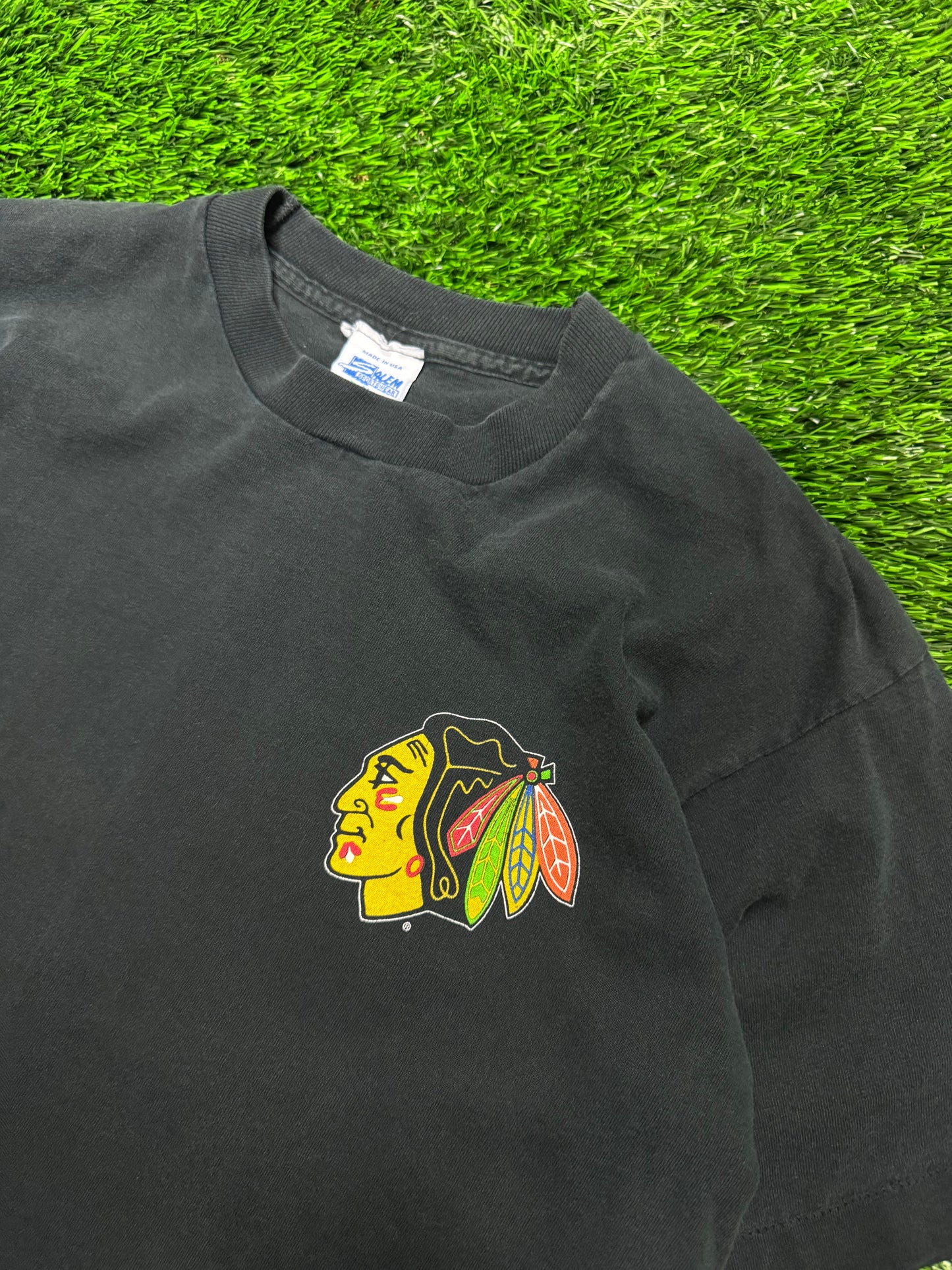 90s Chicago Blackhawks Big Back Graphic Vintage Salem Tee (M)