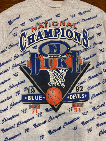 1992 Duke Blue Devils "National 92" College Basketball Tee (XL)