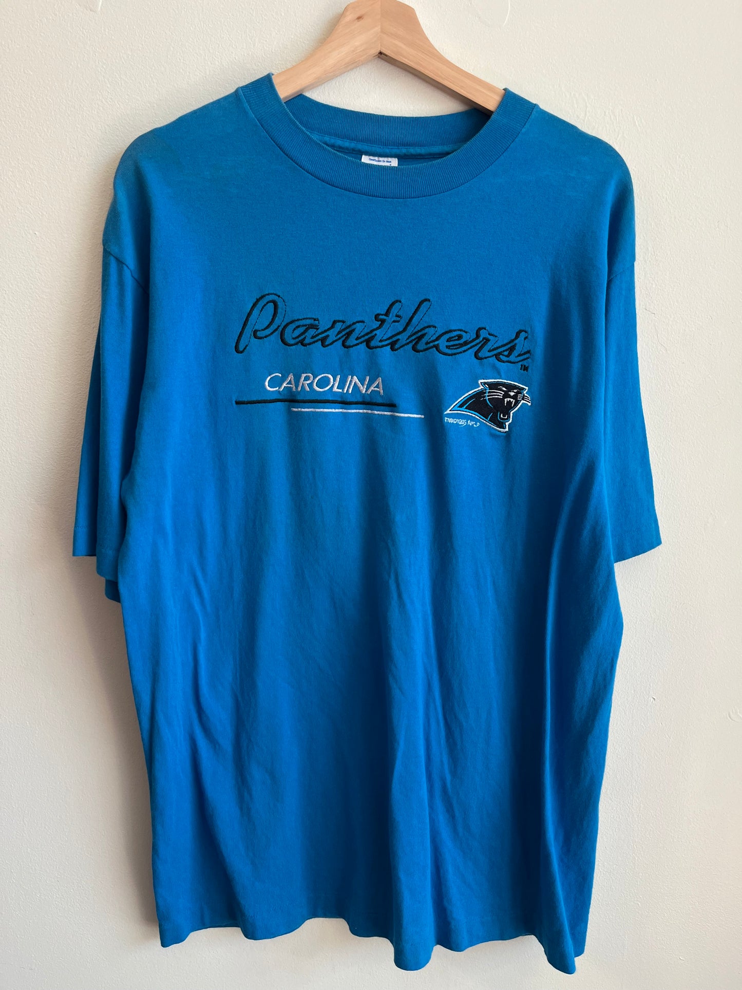 1995 Carolina Panthers Embroidered NFL Blue Tee (L)