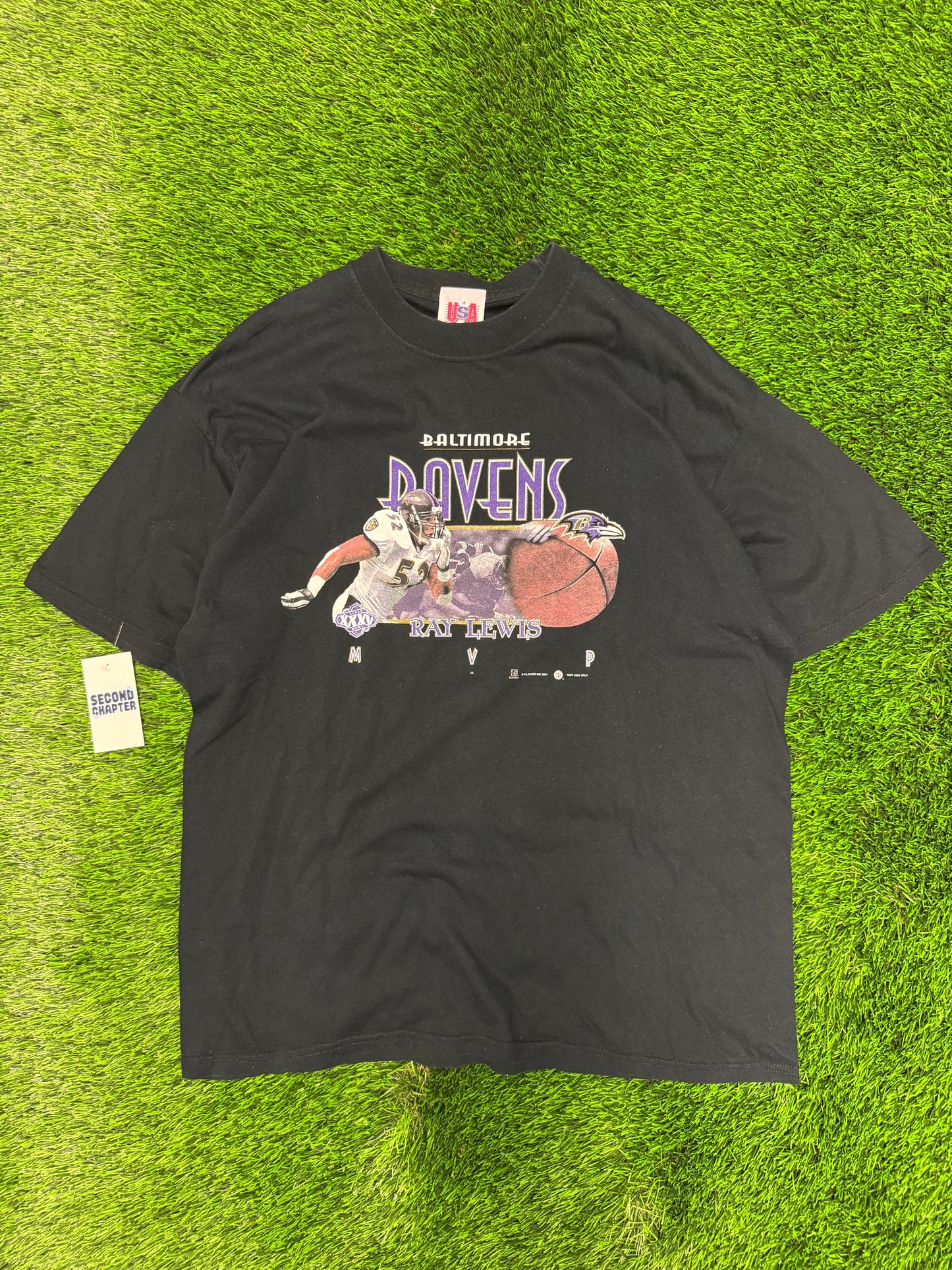 2001 Baltimore Ravens Ray Lewis Super Bowl Tee (XL)