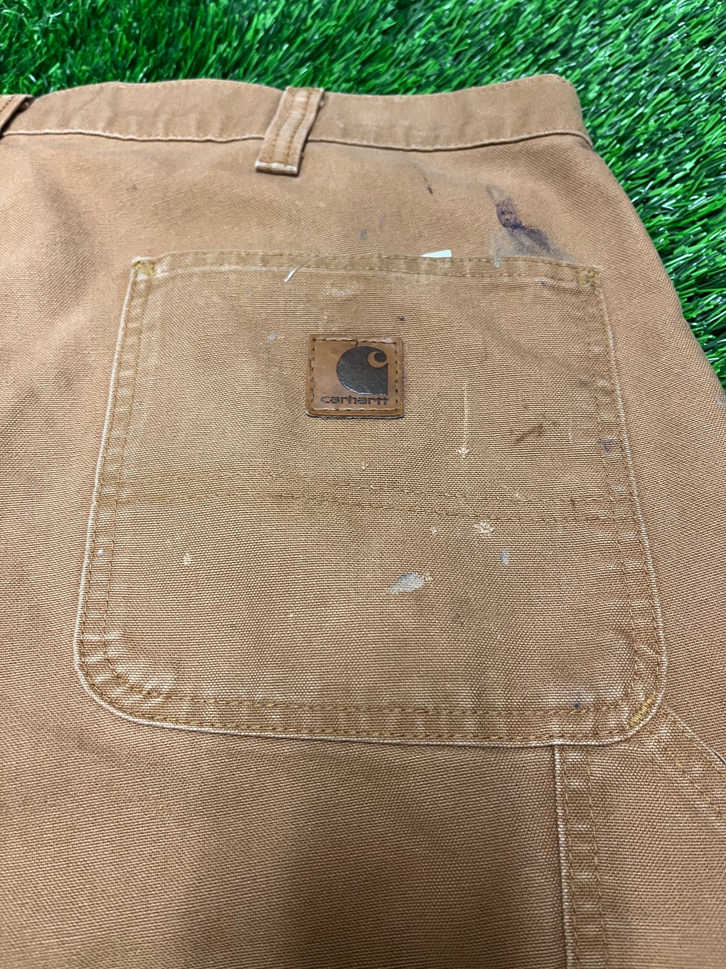 Carhartt Dark Tan Paint Splatter Workwear Pants (38 x 32)