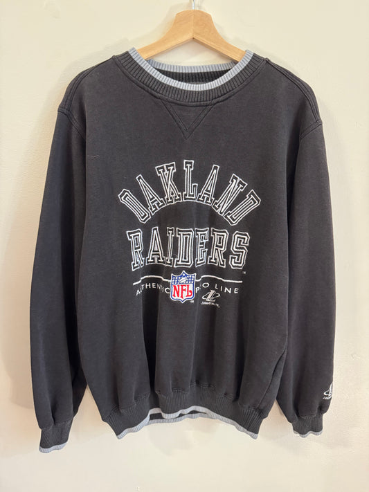 90s Oakland Raiders Vintage Logo Athletic Faded Crewneck (M)