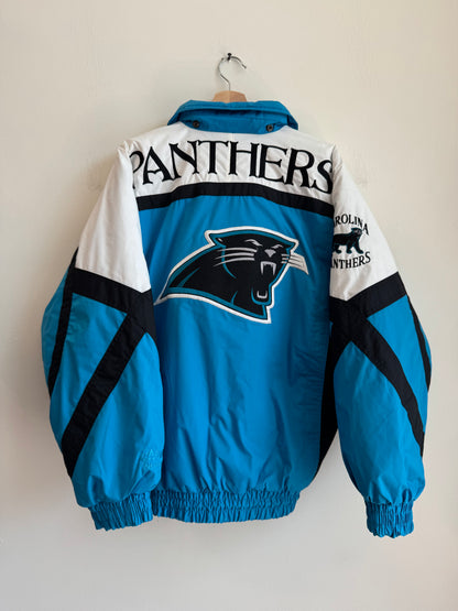 90s Carolina Panthers Nutmeg Embroidered Puffer Jacket (M)