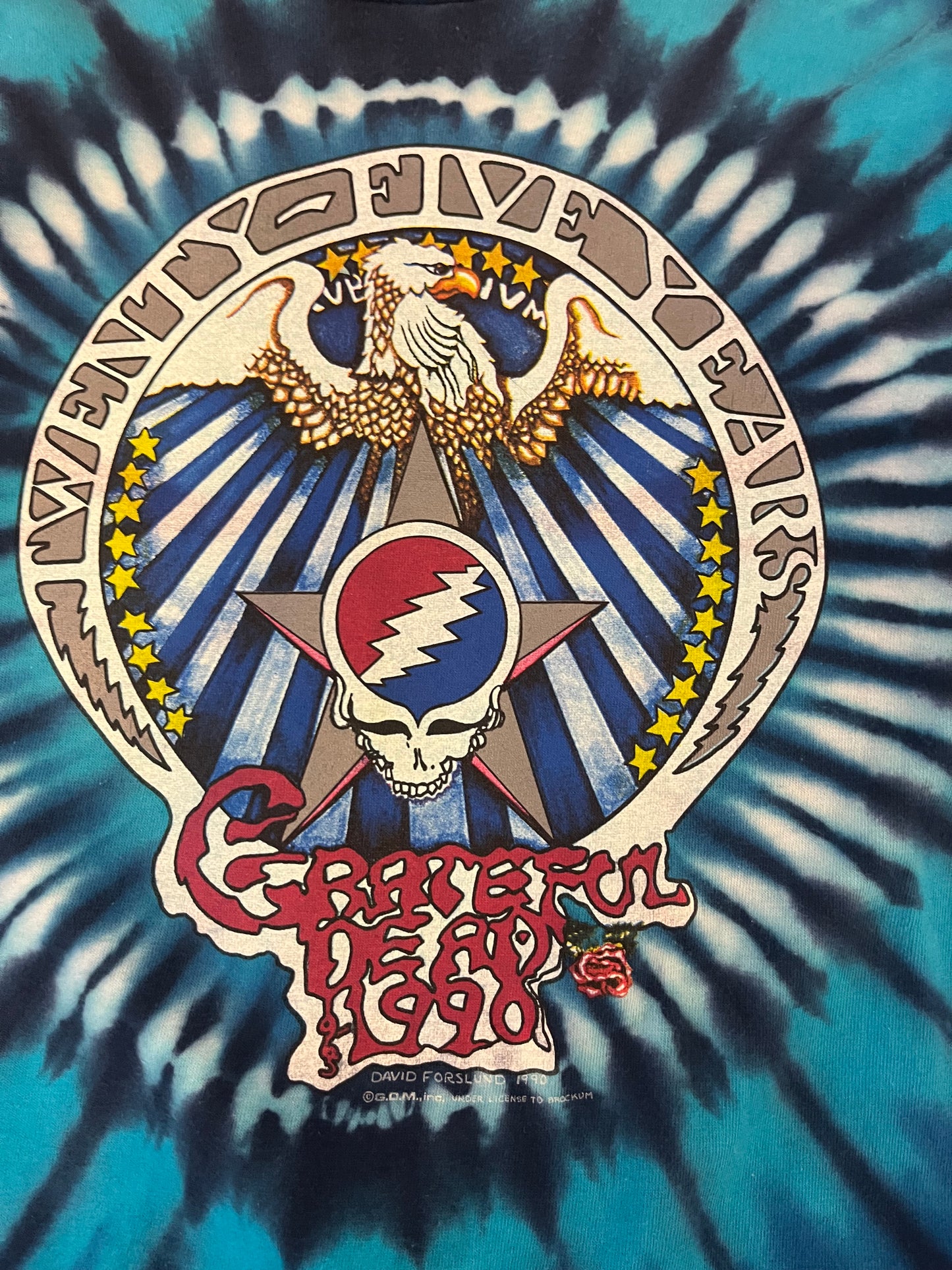 1990 Grateful Dead "25 Years Dead" Tie Dye Music Tee (XL)