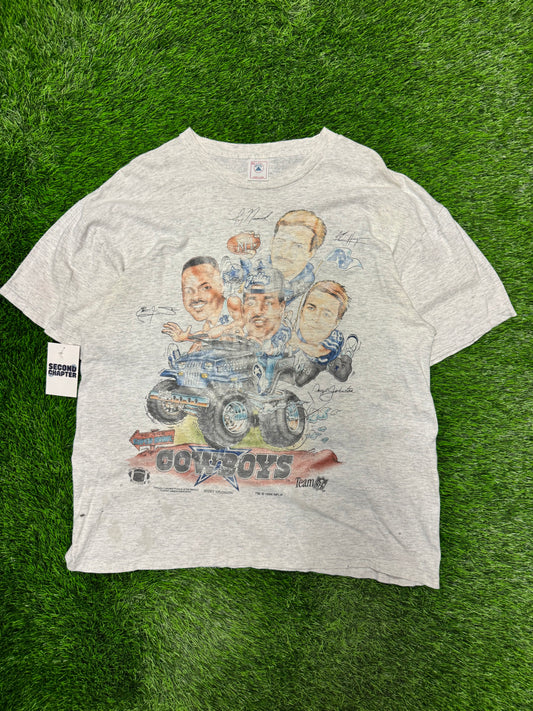 1994 Dallas Cowboys Faded Distressed Caricature Tee (XL)