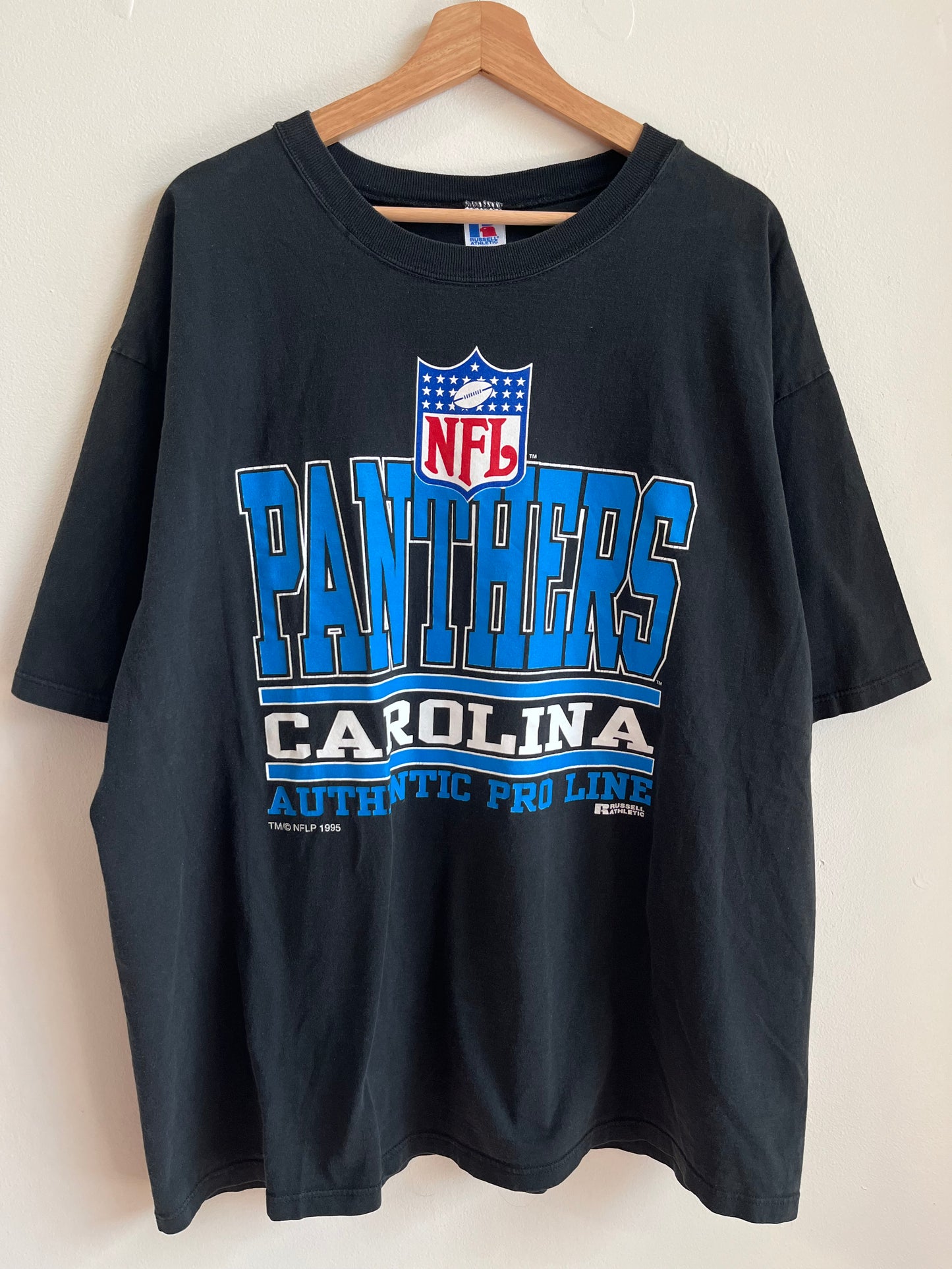 1995 Carolina Panthers Russell Athletics Spell Out Pro Line Tee (XXL)