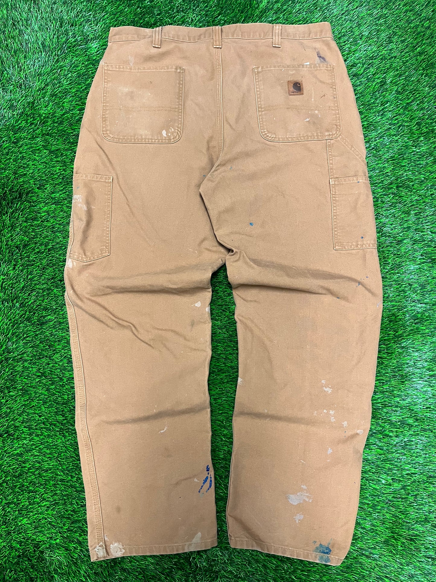 Carhartt Dark Tan Paint Splatter Workwear Pants (38 x 32)