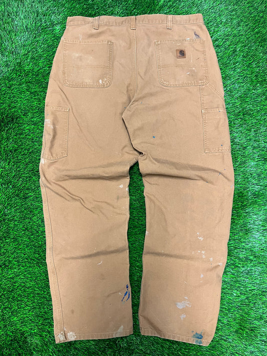 Carhartt Dark Tan Paint Splatter Workwear Pants (38 x 32)