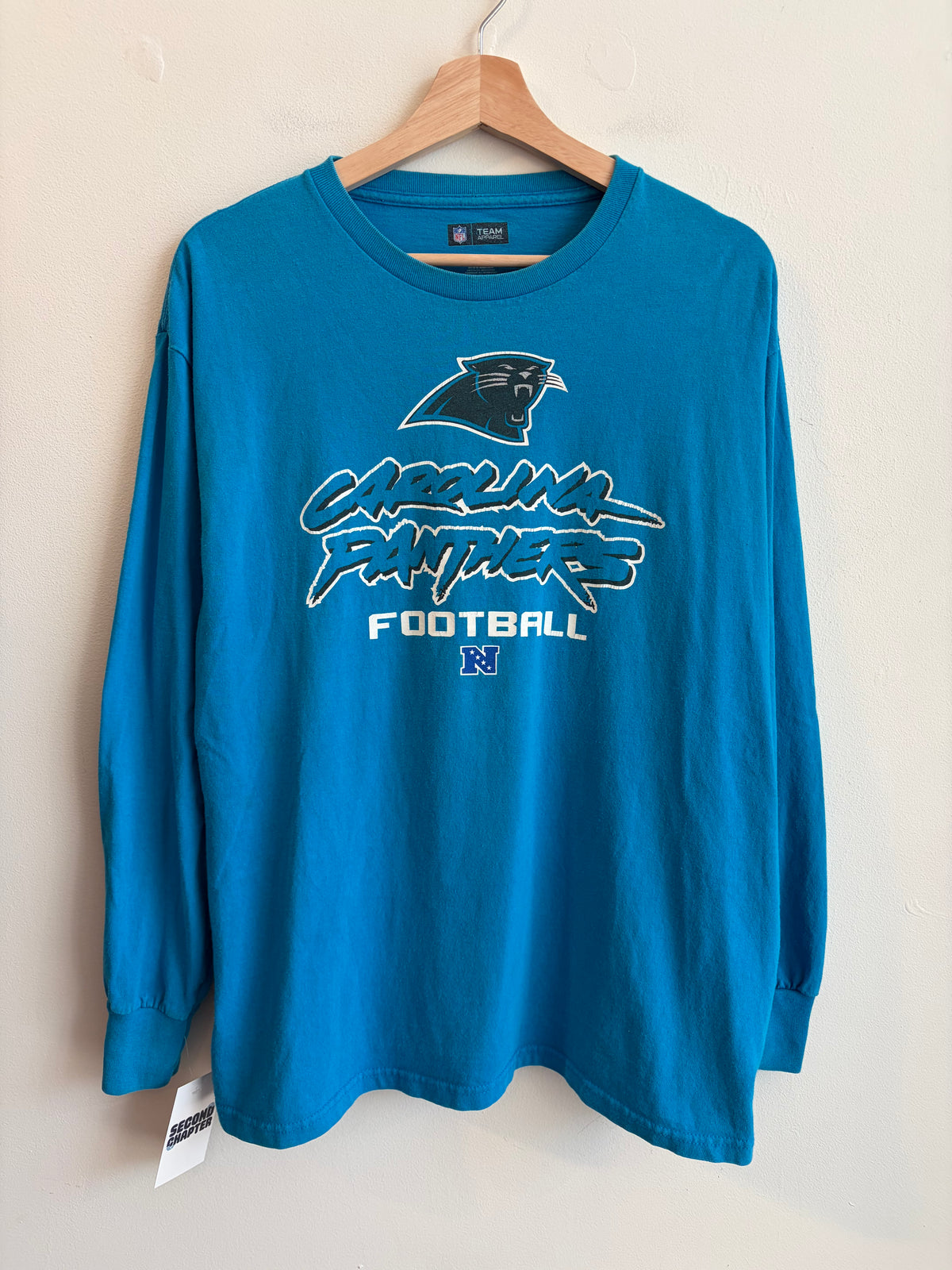 00s Carolina Panthers Blue Cat Scratch Long Sleeve Shirt (L)