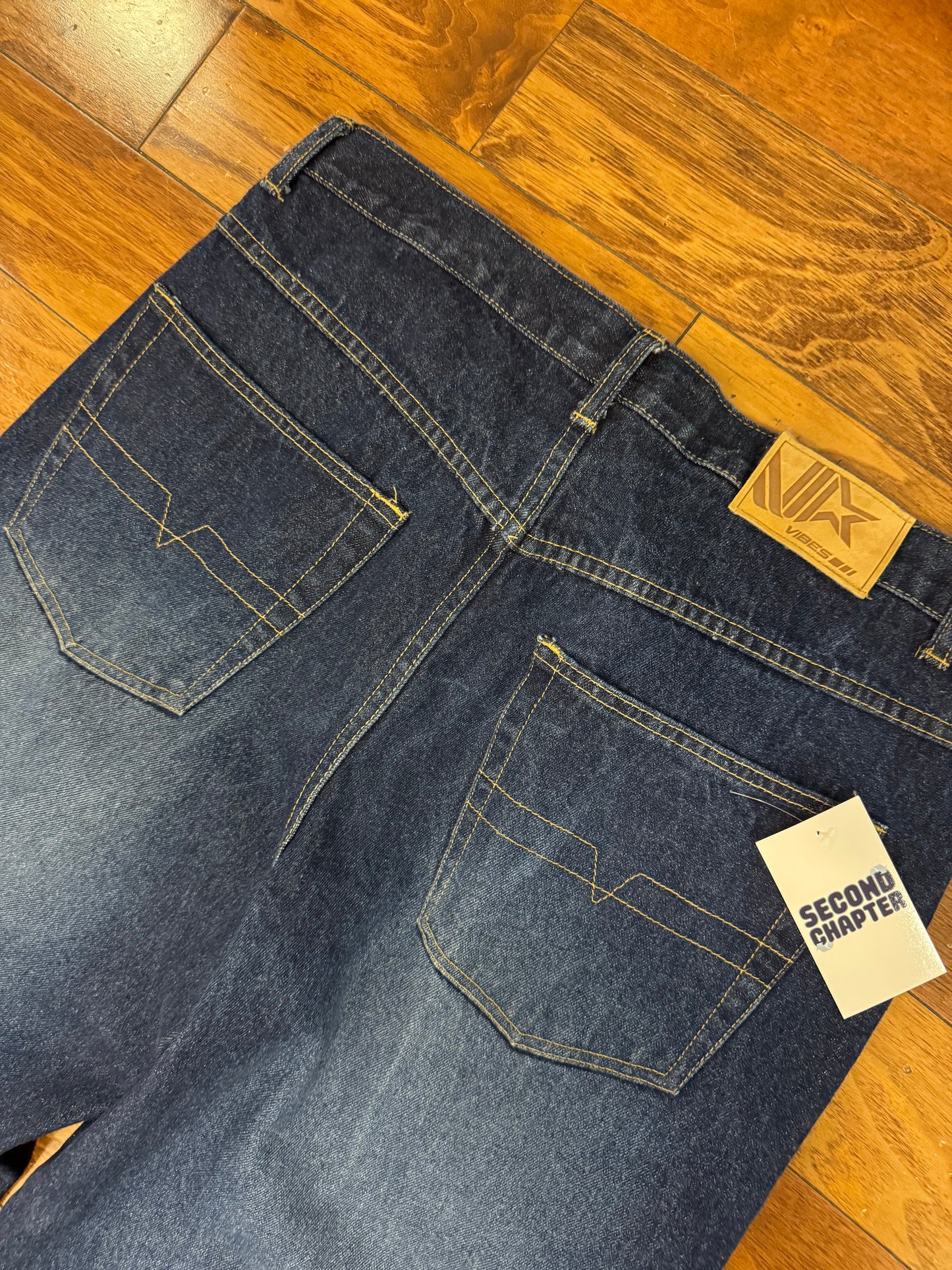 00s Vibes Baggy Dark Blue Jeans (36 x 30)