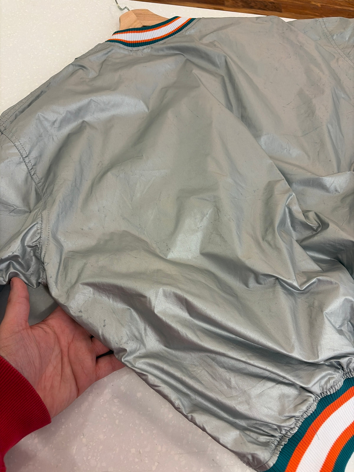 90s Miami Dolphins Deadstock Starter Silver Windbreaker (L)