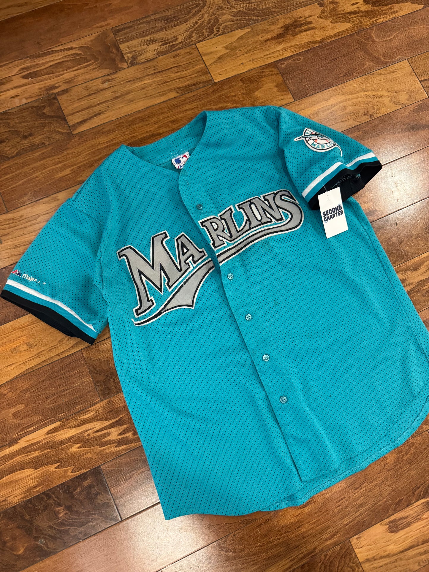 90s Florida Marlins Majestic Embroidered MLB Jersey (XL)
