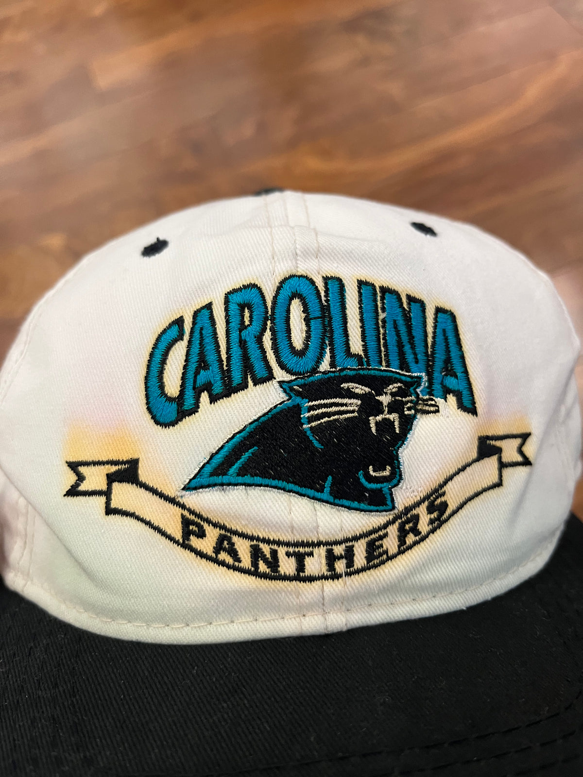 90s Carolina Panthers Spell Out White/Black Hat (OS)