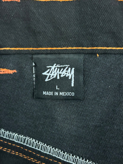 2010s Stussy Black & Orange Jean Shorts (34)