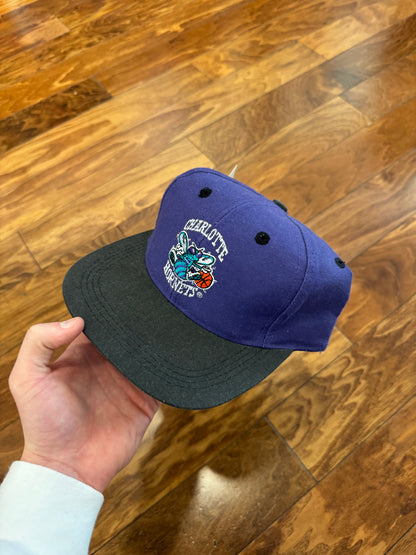 90s Charlotte Hornets Logo Two Toned Hat (OS)