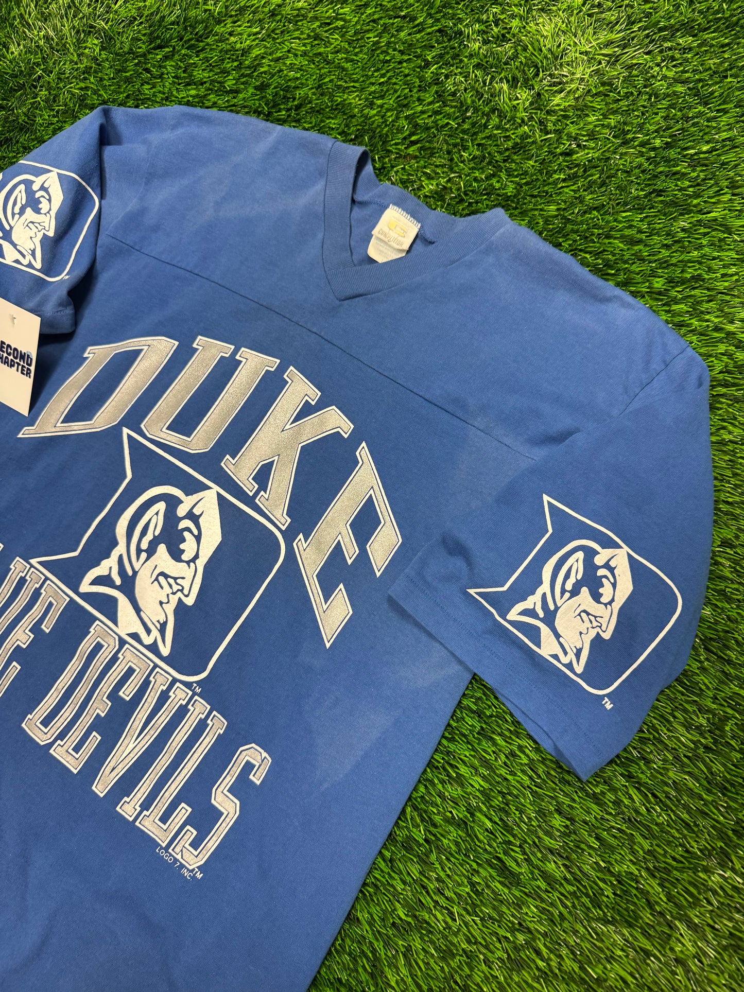 90s Duke University Faded V Neck Tee (L)