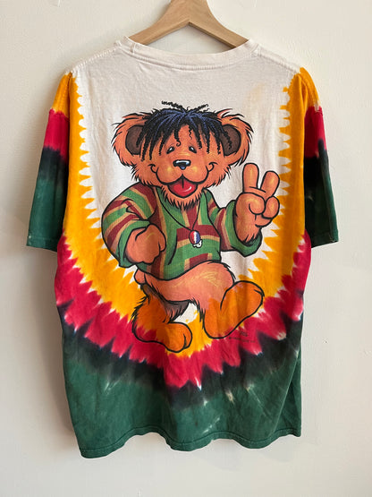 1999 Liquid Blue Grateful Dead Bear Jamaican Tie Dye Graphic Music Tee (L)