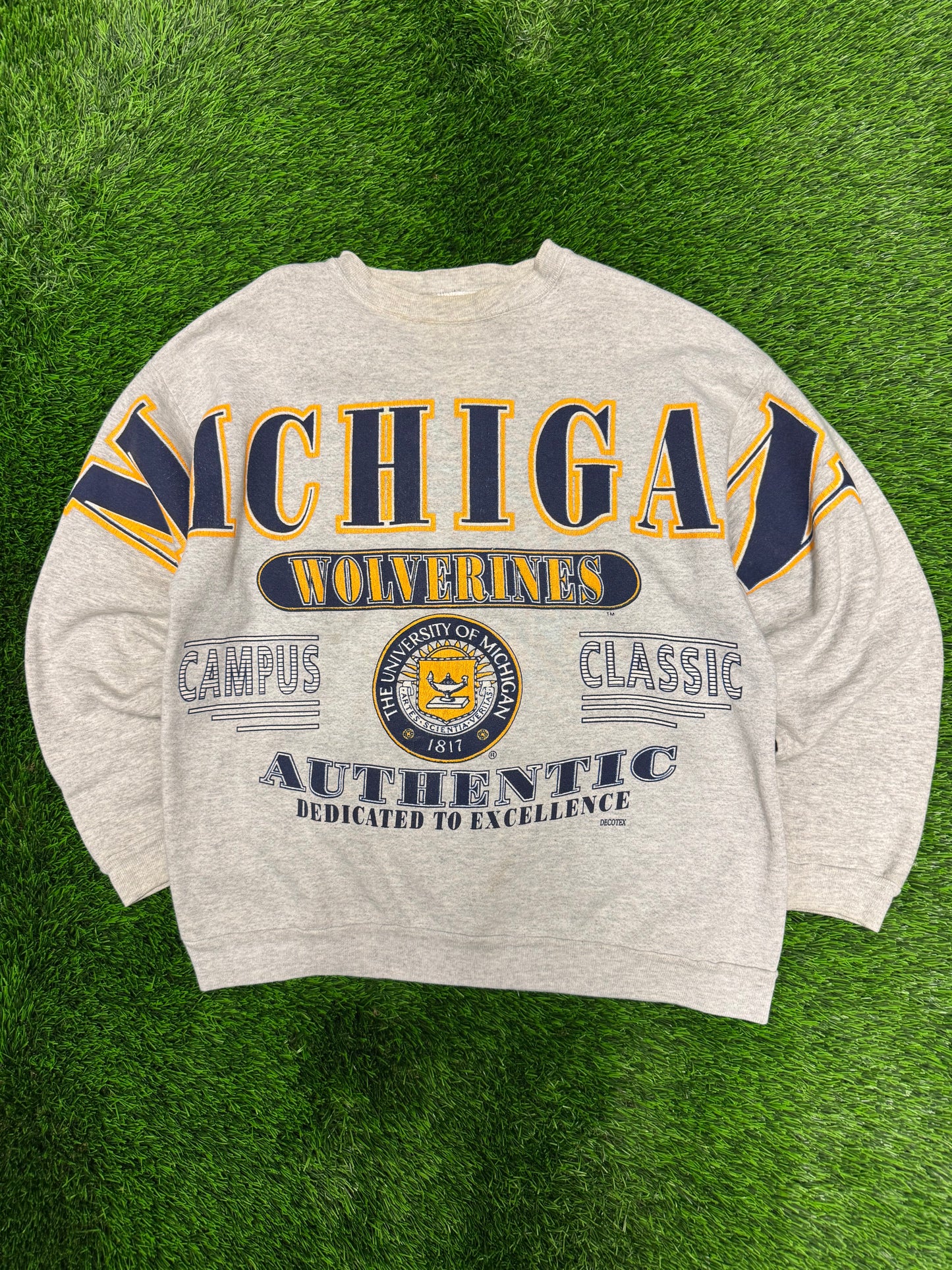 90s Michigan University Wolverines Sleeve To Sleeve Big Print Vintage Crewneck (L)