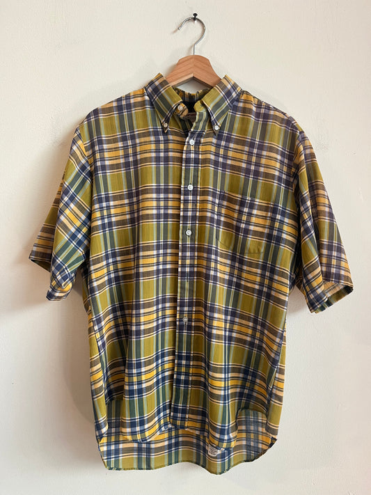 70s Mcgregor Plaid Dress Polo Shirt (M)