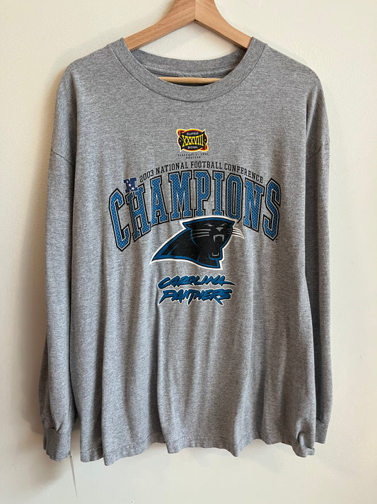 2003 Carolina Panthers NFC Champion Grey Long Sleeve Shirt (XL)