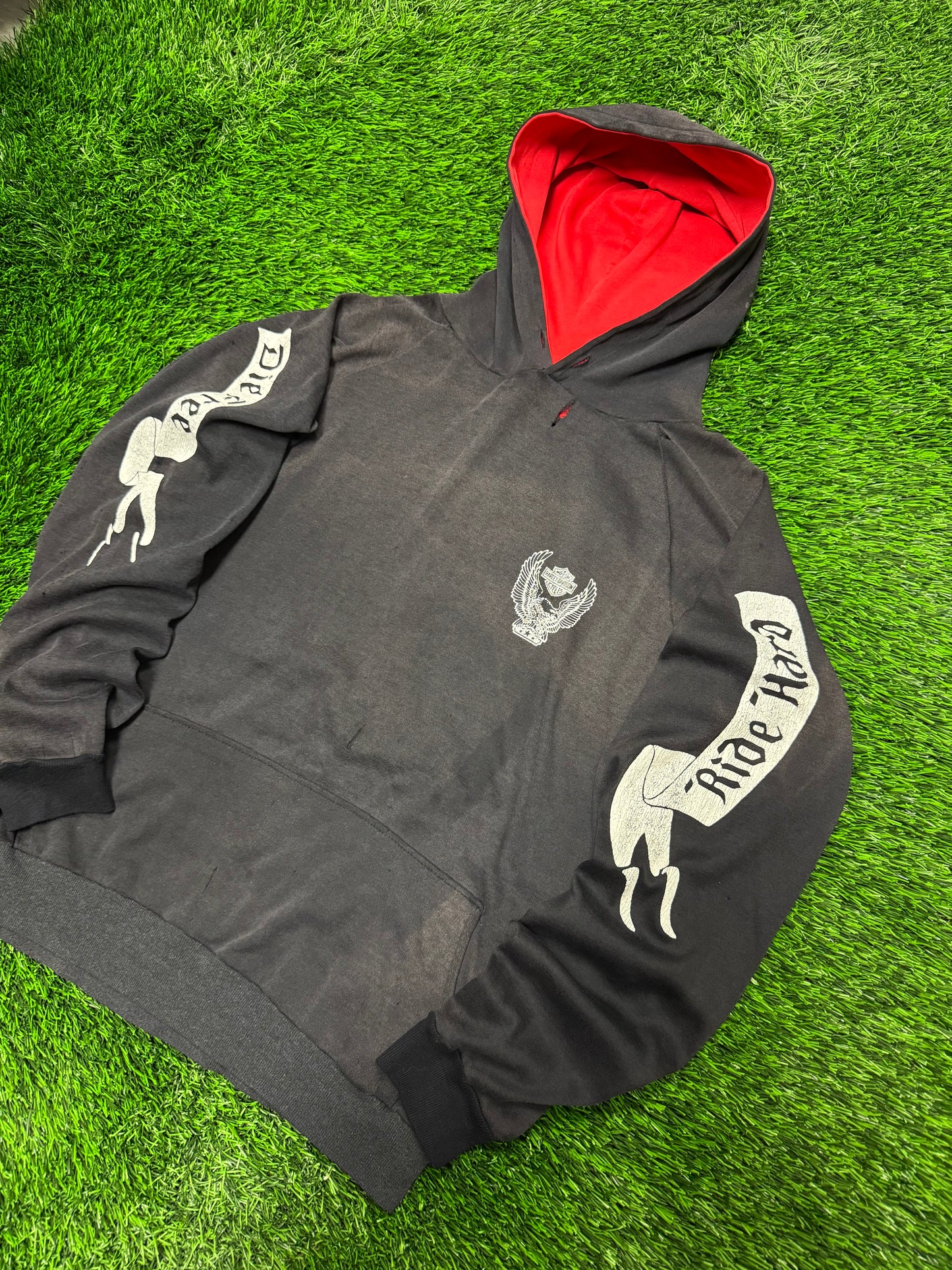 70s Harley Davidson Vintage Faded Distressed Grail Hoodie (M)