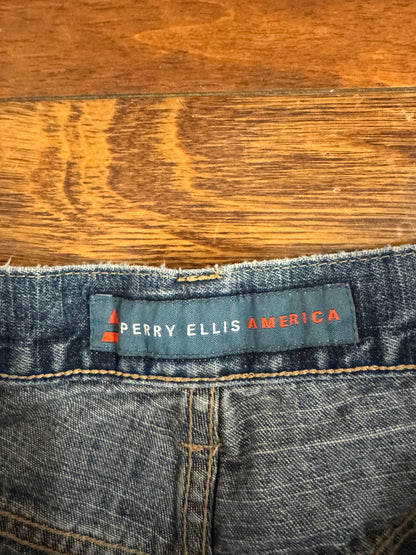 00s Perry Ellis Baggy Distressed Carpenter Jeans (34 x 30)