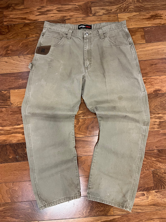00s Wrangler Riggs Olive Carpenter Pants (38 x 32)