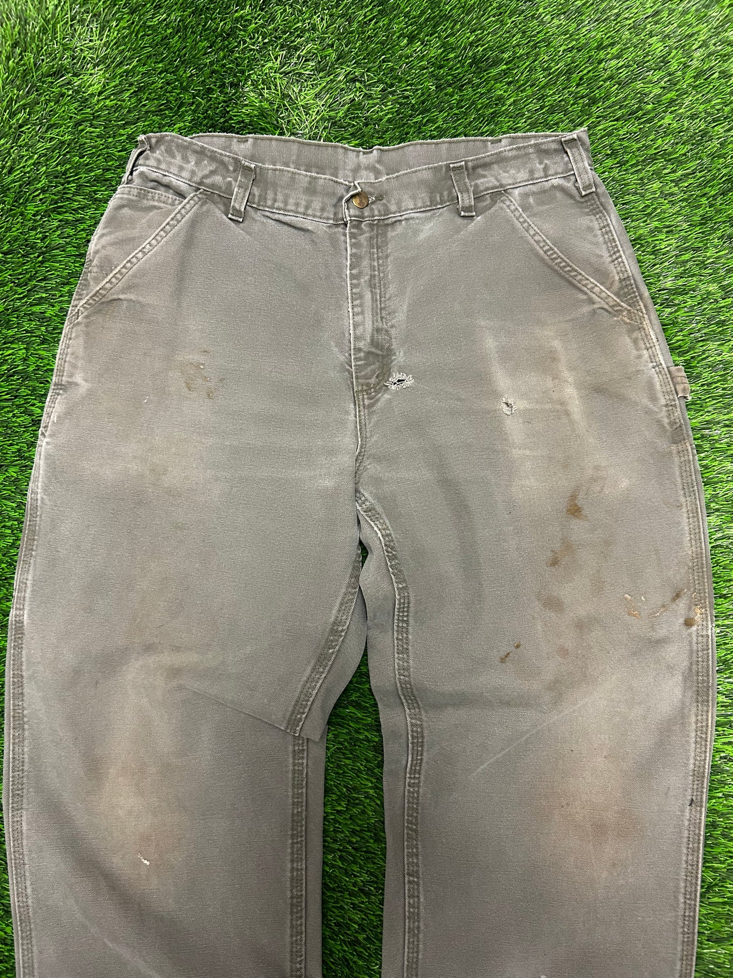 Carhartt Olive Distressed Carpenter Pants (36 x 30)