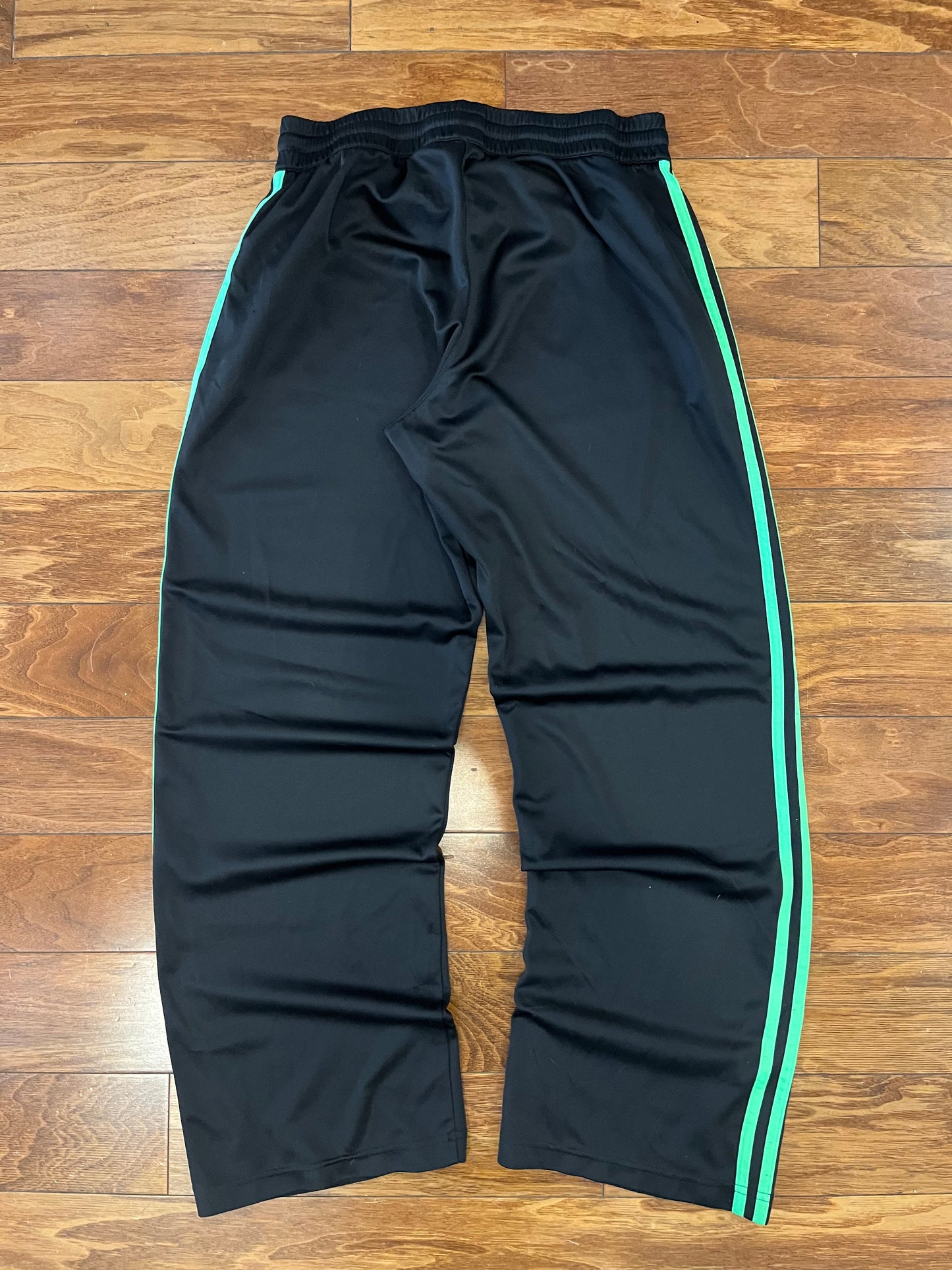 2010s Adidas Black/Neon Striped Track Pants (L)