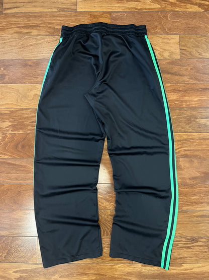 2010s Adidas Black/Neon Striped Track Pants (L)