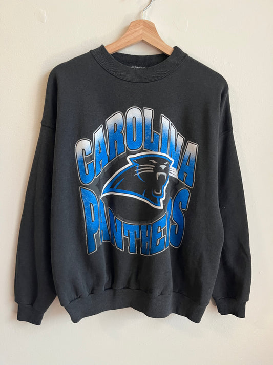 90s Carolina Panthers Faded Black Hanes Crewneck (L)