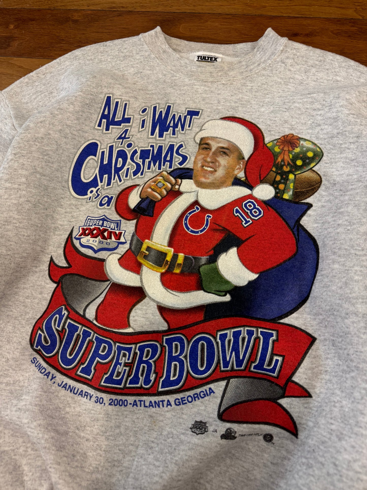 2000 Indianapolis Colts Peyton Manning "All I Want 4 Christmas" Crewneck (XL)
