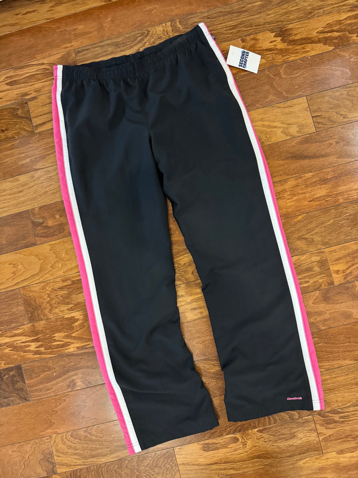 00s Reebok Black/Pink Track Pants (L)