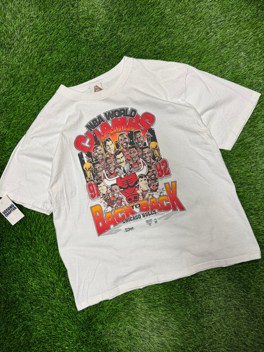 1992 Chicago Bulls Vintage NBA World Champs Caricature Tee (L)