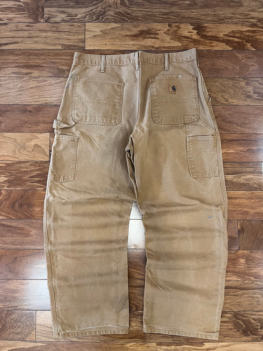 2007 Carhartt Dark Tan Paint Stained Pants (36 x 30)