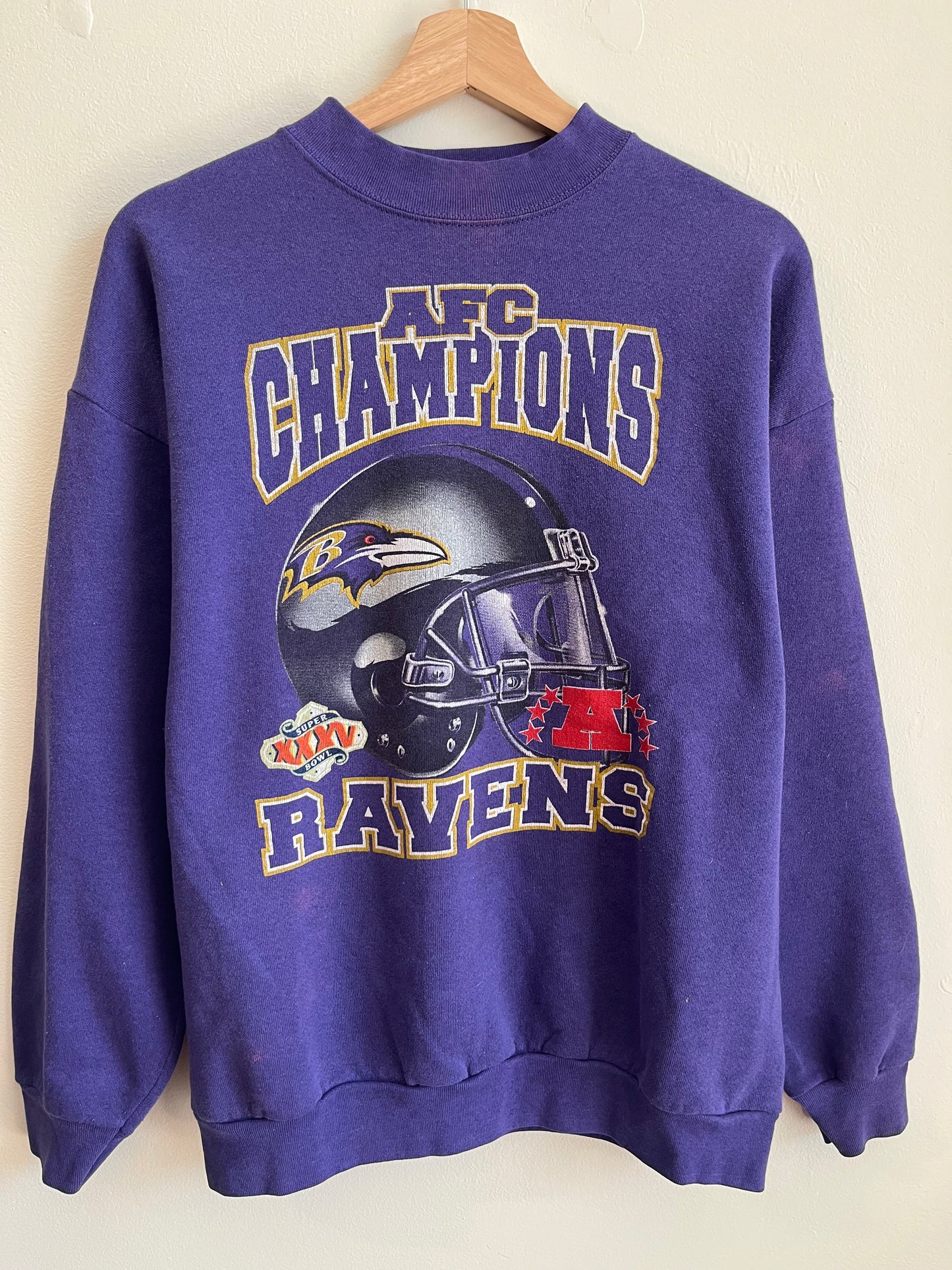 2001 Baltimore Ravens Helmet Graphic Super Bowl Crewneck (L)