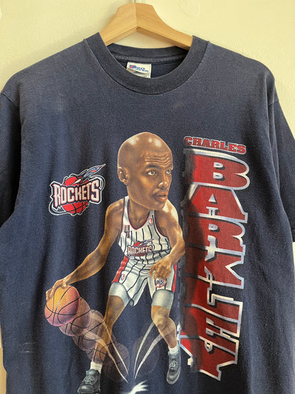 90s Charles Barkley Houston Rockets Caricature Navy Tee (S)