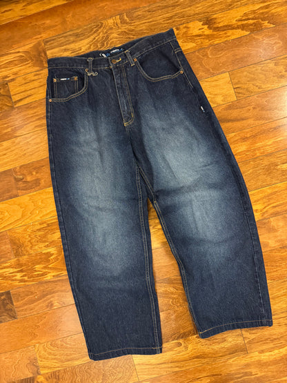 00s Vibes Baggy Dark Blue Jeans (36 x 30)