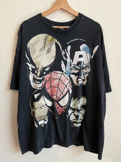 00s Marvel Big Front Characters Faded Tee (XXL)