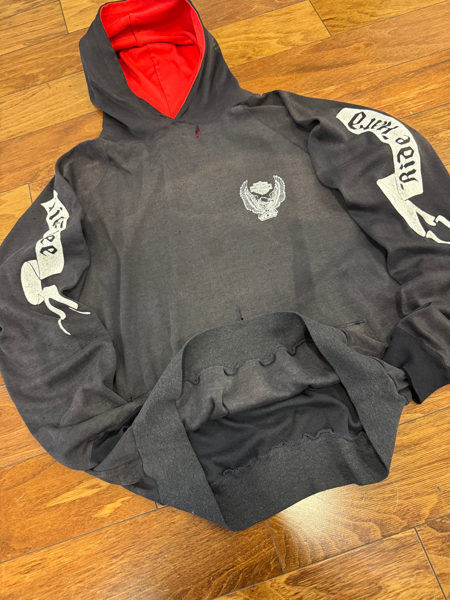 70s Harley Davidson Vintage Faded Distressed Grail Hoodie (M)