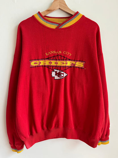 90s Kansas City Chiefs Starter NFL Embroidered Crewneck (L)