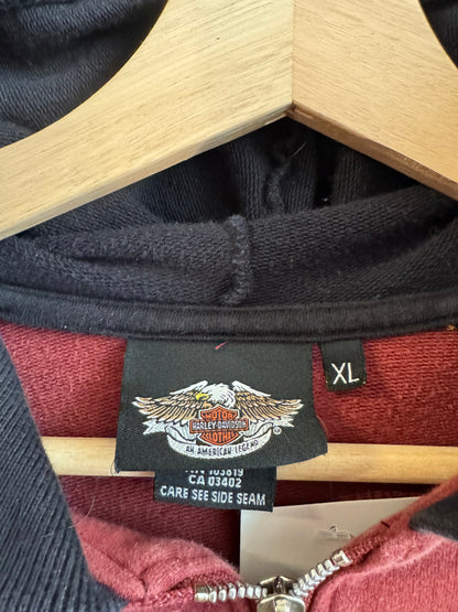 00s Harley Davidson Zip Up Hoodie (Women's XL)