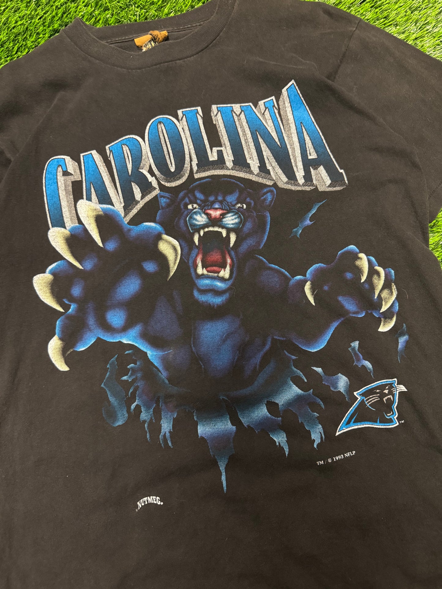1993 Carolina Panthers Faded Black Nutmeg Breakthrough Tee (L)