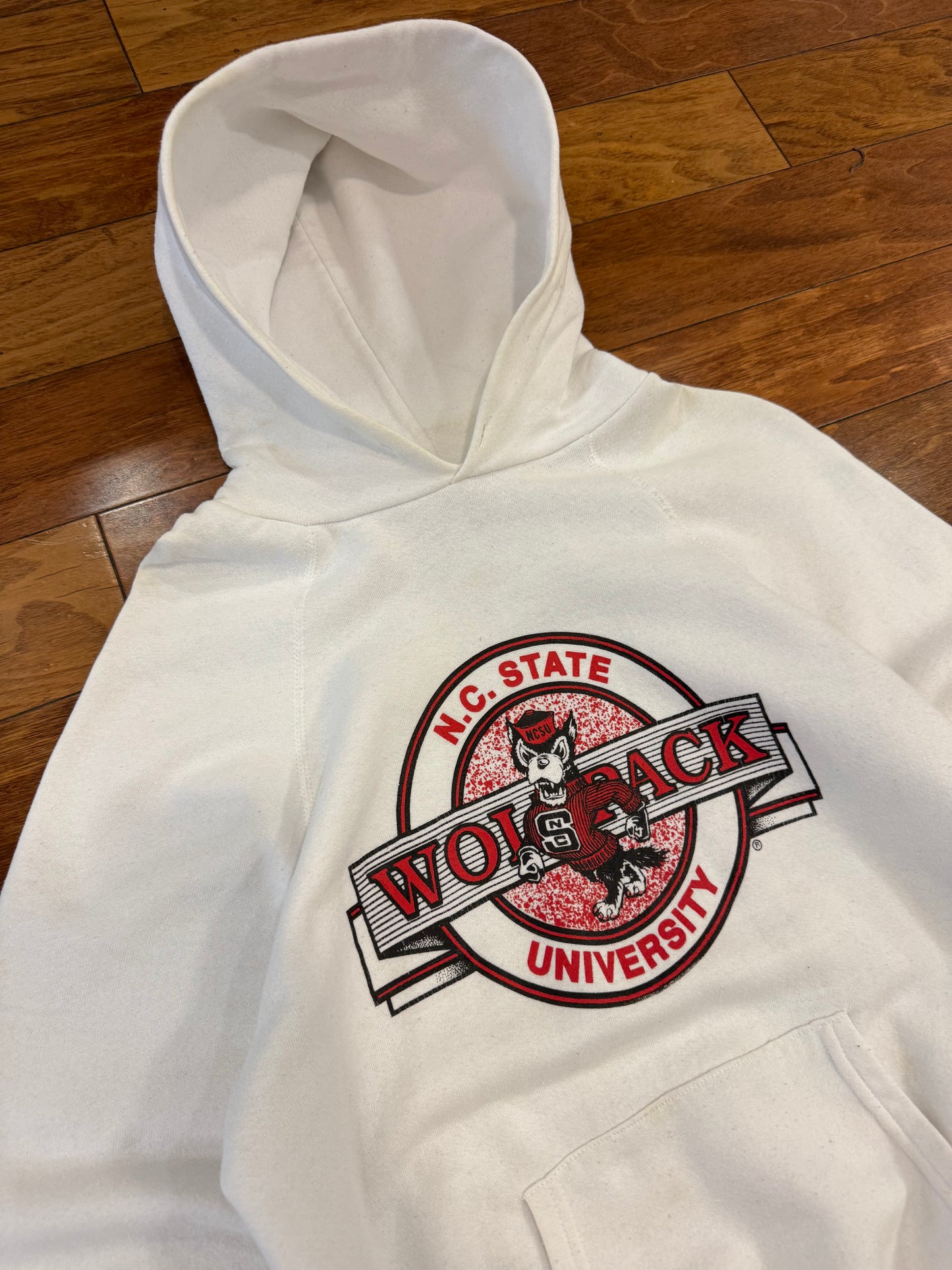 80s NC State Wolfpack Vintage Mascot Hoodie (L)