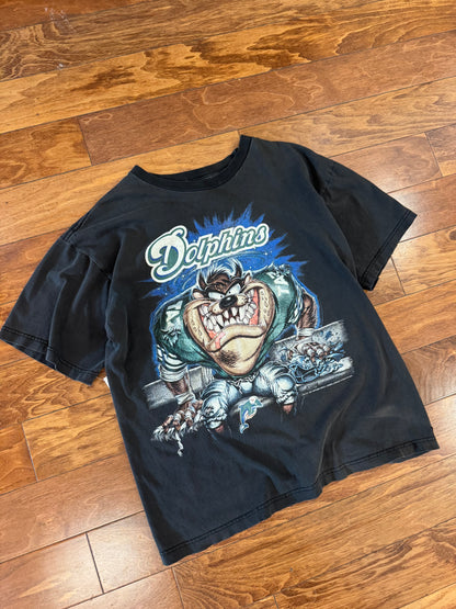 1997 Miami Dolphins Taz Graphic Faded Tee (L)