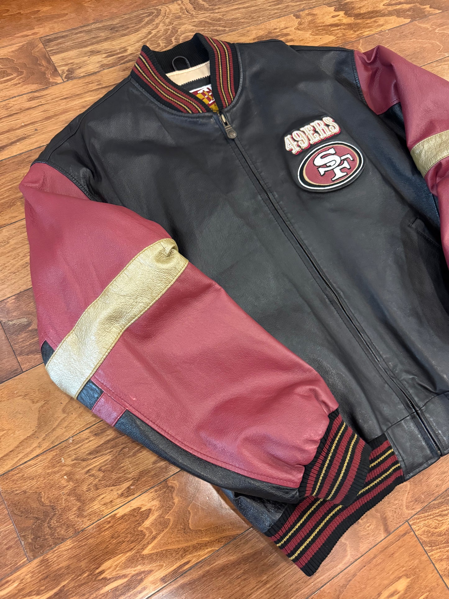 90s San Francisco 49ers Carl Banks Rare Leather Jacket (XL)