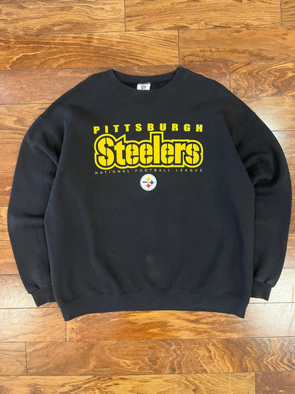00s Pittsburgh Steelers NFL Black Crewneck (XXL)